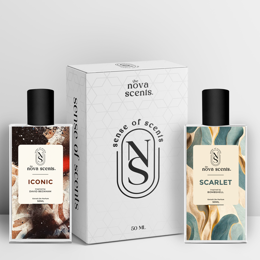 The Nova Scents Iconic Men's and Scarlet Women's Perfume and Box